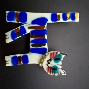 Art deco enamel cat pin